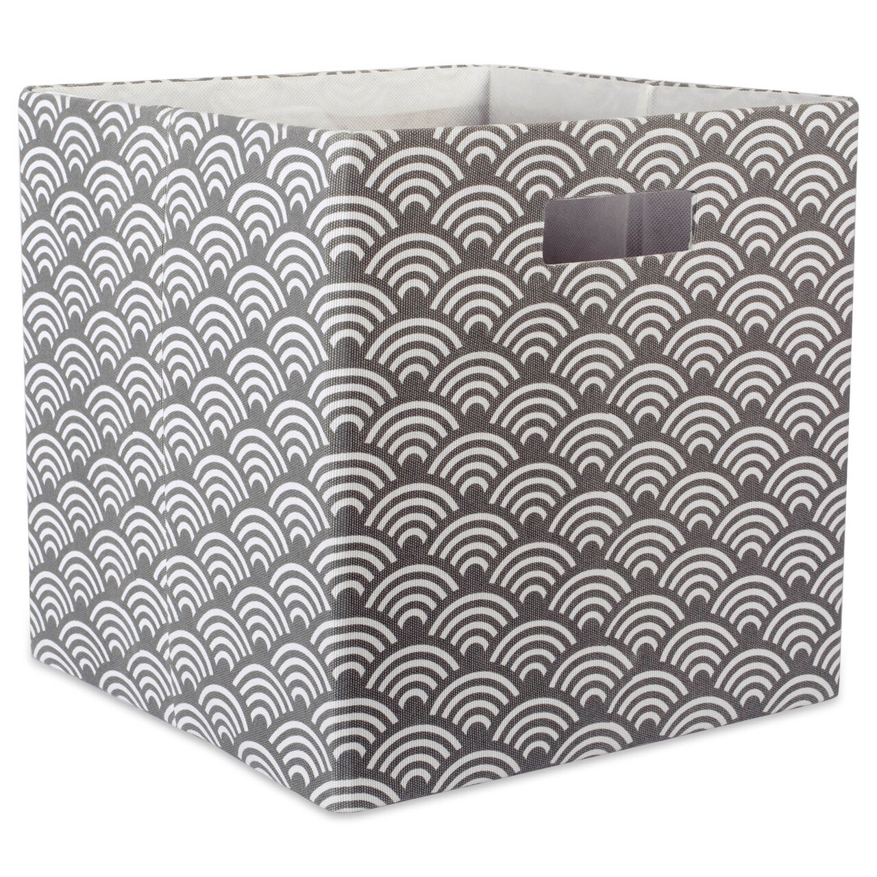 Contemporary Home Living 11" Gray and White Square Polyester Storage Bin